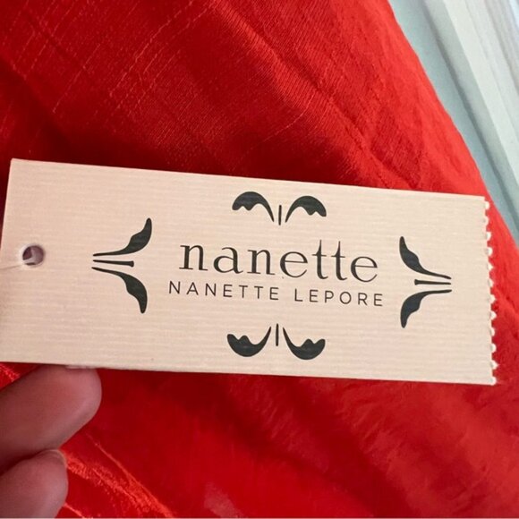 NWT NANETTE LEPORE Red Rayon Blend Blouse Hot Coral Size Small - Picture 9 of 13